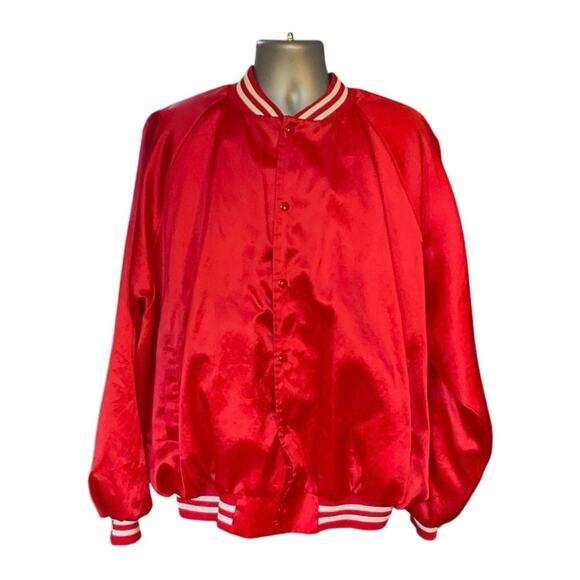 Vintage Auburn Red Snap Front Satin Bomber Jacket Size XXXL - Picture 1 of 8
